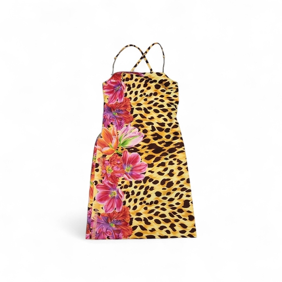 Versace Collection Dresses & Skirts - Versace Collection Floral and Leopard Midi Dress